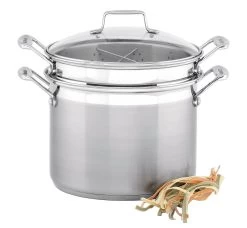 SCANPAN IMPACTSTAINLESS STEELStockpot With Lid 24cm/7.2 Litre Pasta Insert Steamer Insert
