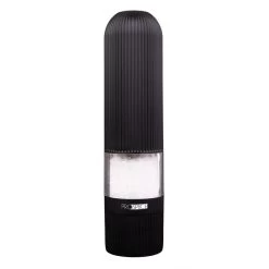 PROSPICE "LINEAR" RIBBED BATTERY OPERATED SALT & PEPPER MILL SET 20.5CM - BLACK -Kitchen Sale Shop 2409bk c