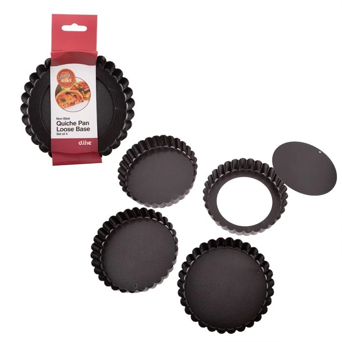 DAILY BAKE NON-STICK QUICHE PAN LOOSE BASE 12CM DIA. X 2.5CM SET 4 3 DAILY BAKE NON-STICK QUICHE PAN LOOSE BASE 12CM DIA. X 2.5CM SET 4