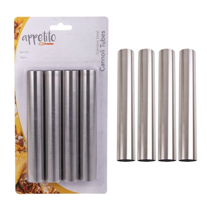 APPETITO STAINLESS STEEL CANNOLI TUBES SET 4 3 APPETITO STAINLESS STEEL CANNOLI TUBES SET 4
