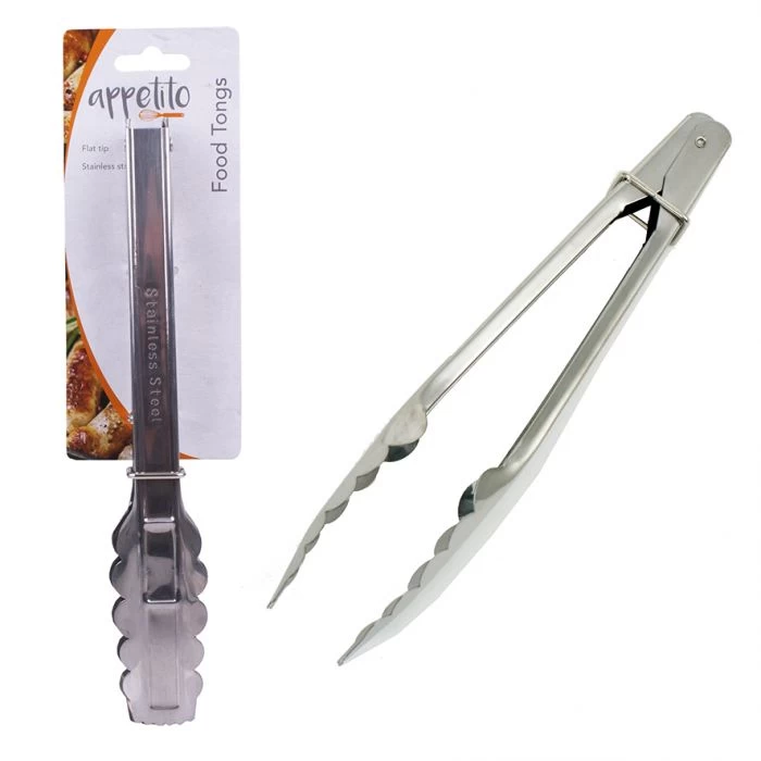 APPETITO STAINLESS STEEL TONGS W/ FLAT TIPS 23CM 4 APPETITO STAINLESS STEEL TONGS W/ FLAT TIPS 23CM - Image 2