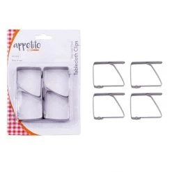 APPETITO STAINLESS STEEL TABLECLOTH CLIPS SET 4