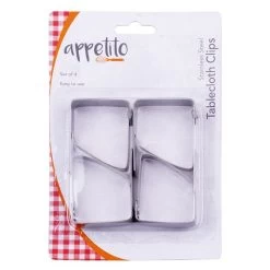 APPETITO STAINLESS STEEL TABLECLOTH CLIPS SET 4 -Kitchen Sale Shop 3405 b 1
