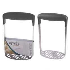 APPETITO STAINLESS STEEL POTATO MASHER W/ HORIZONTAL SOFT GRIP HANDLE