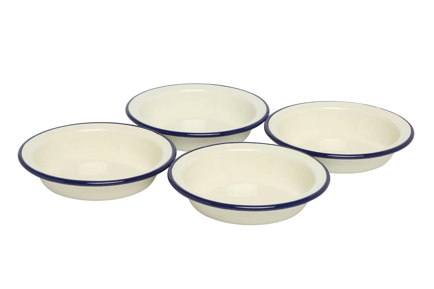 Wiltshire Enamel Pie Dishes 12cm Set Of 4 Blue Rim 3 Wiltshire Enamel Pie Dishes 12cm Set Of 4 Blue Rim