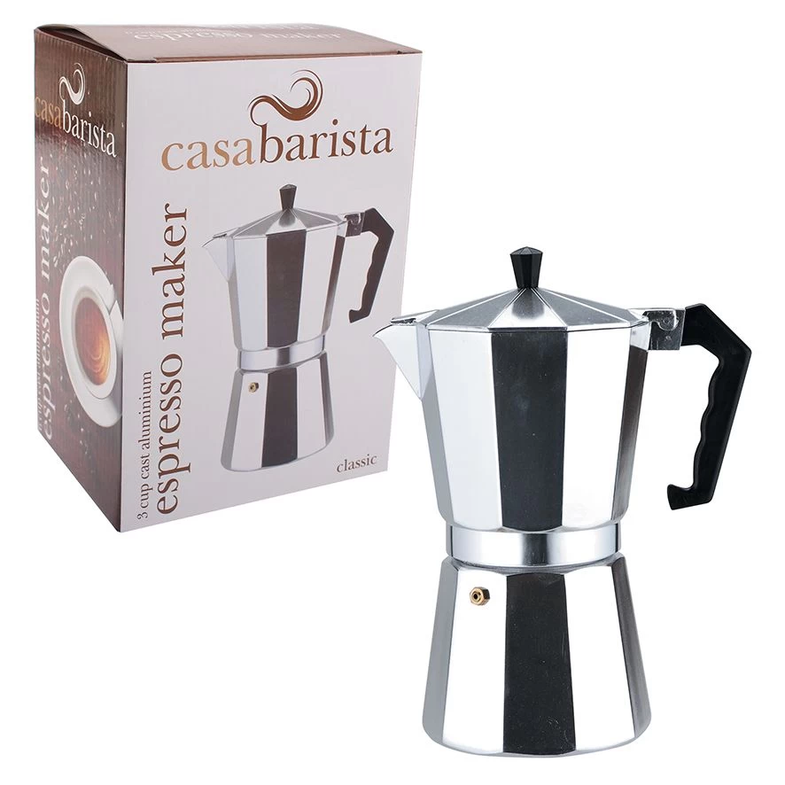 CASABARISTA "CLASSIC" 3 CUP ALUMINIUM ESPRESSO MAKER 3 CASABARISTA "CLASSIC" 3 CUP ALUMINIUM ESPRESSO MAKER