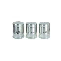The Family Of Florance Three Piece Silver Glass Canisters - Silver