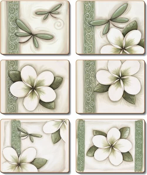 Green Frangipani Placemats 3 Green Frangipani Placemats