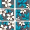 Aqua Frangipani Coasters -Kitchen Sale Shop LPP254 LPC254 Aqua Frangipani 50006 34718.1527139370