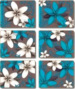Aqua Frangipani Coasters