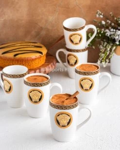 House Of Florence Medusa Black And Gold 6 Piece Mug Set