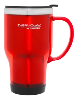 Thermos 470ml Stainless Steel Inner, Platic Outer Travel Mug - Red